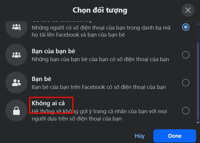 Chặn tìm kiếm bạn trên Facebook PC