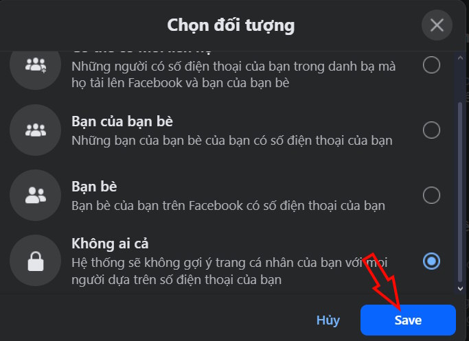 Lưu thay đổi trên Facebook PC