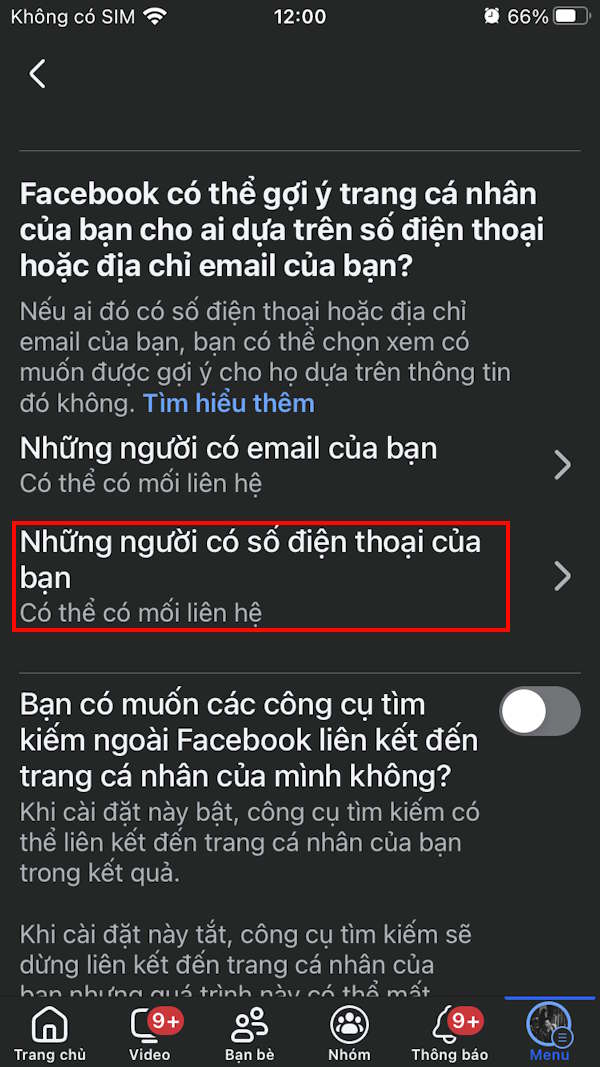 Tìm kiếm Facebook qua số điện thoại