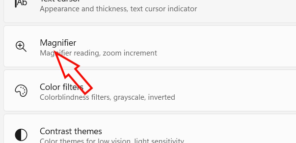 Chỉnh Magnifier trong Cài đặt