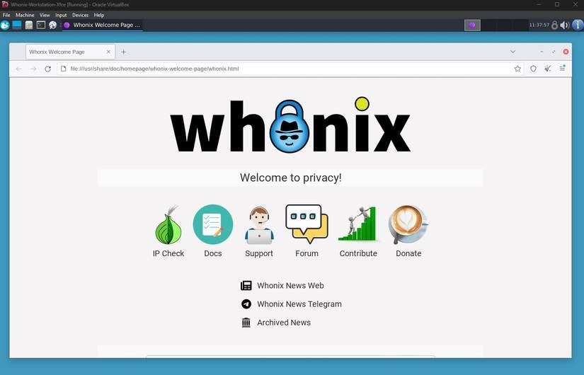 Trình duyệt web mặc định của Whonix