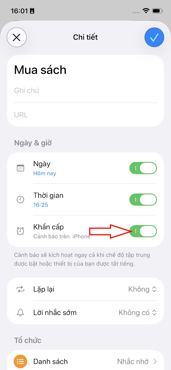 Bật báo thức lời nhắc iPhone