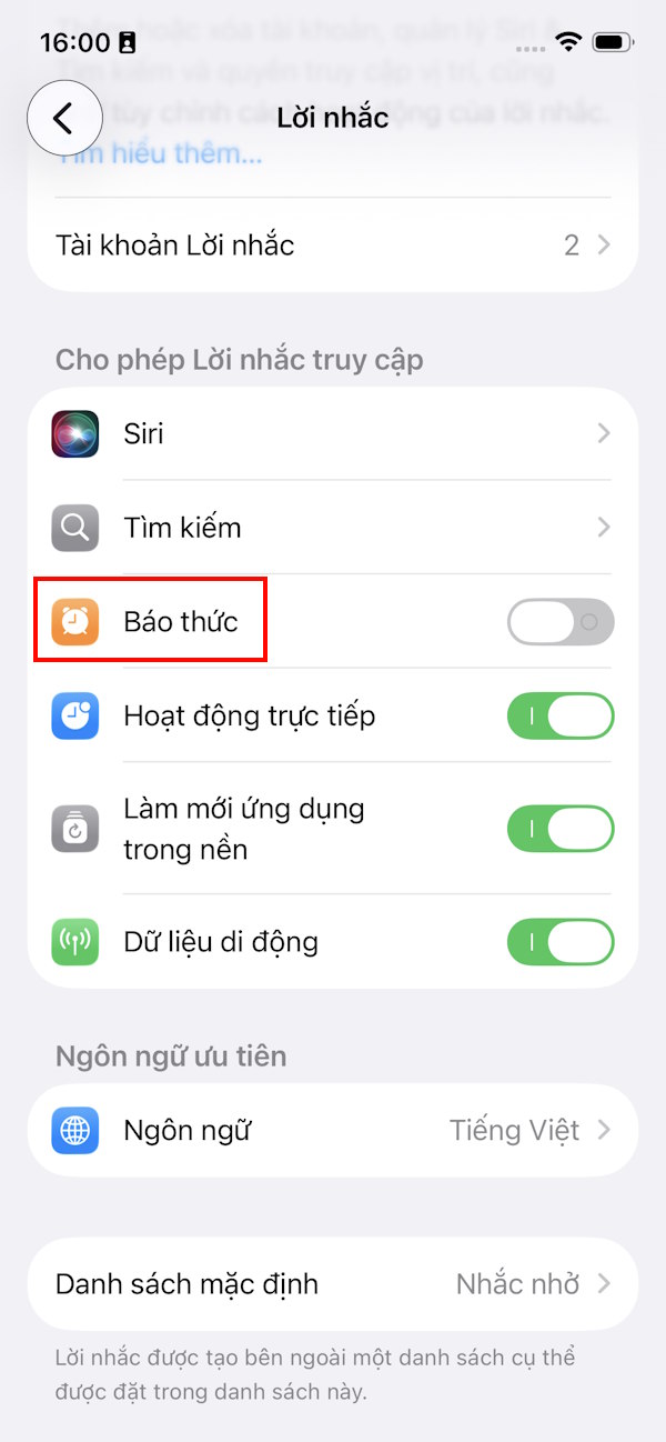 Báo thức cho lời nhắc iPhone
