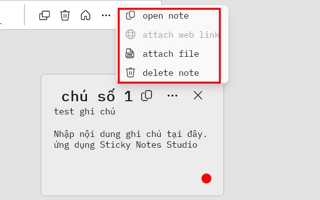 Đính kèm tập tin vào Sticky Notes Studio