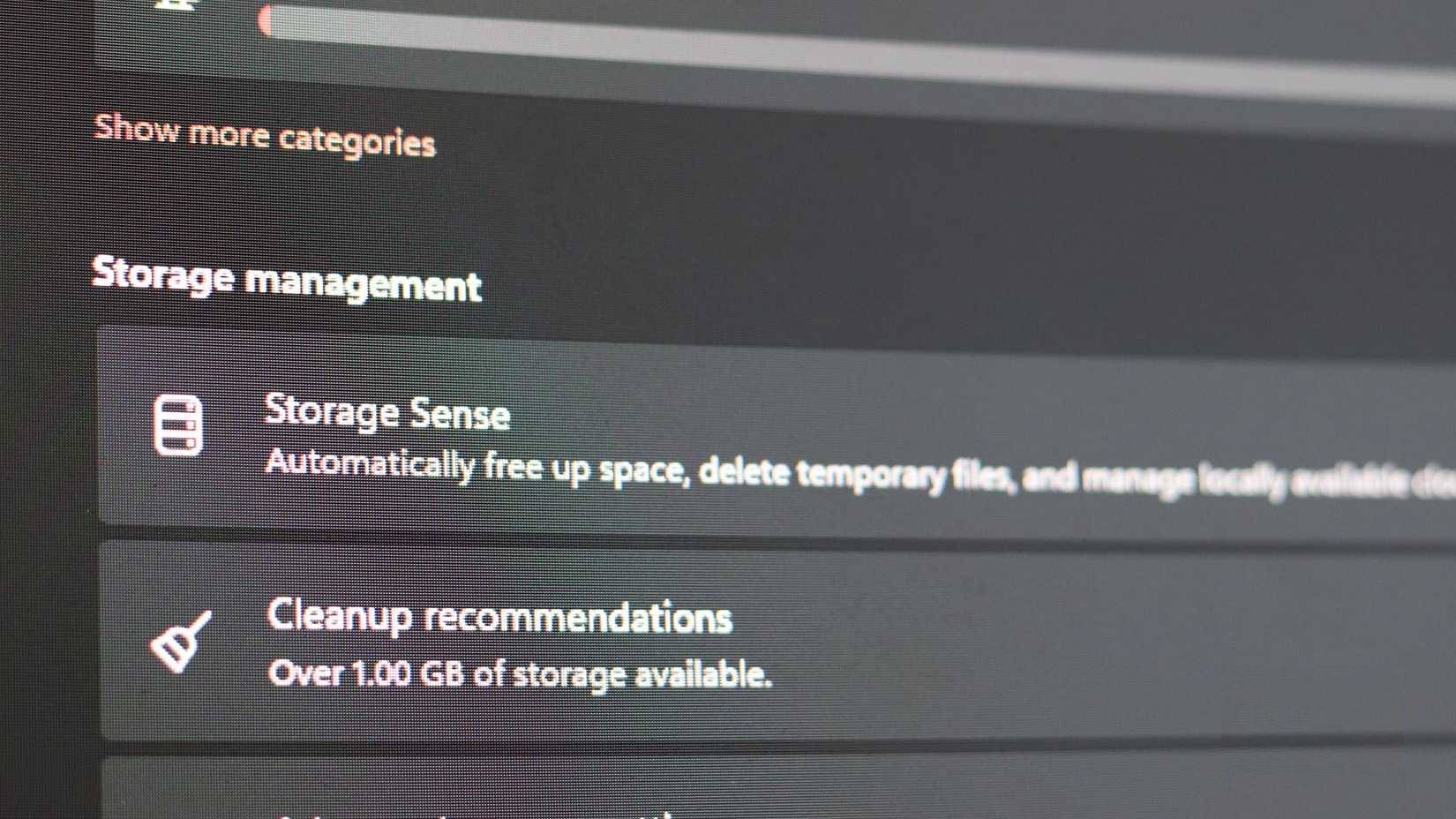 Cài đặt Windows Storage Sense