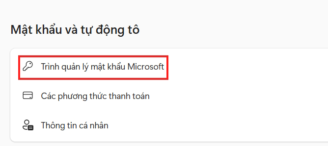 Trình quản lý mật khẩu trên Edge