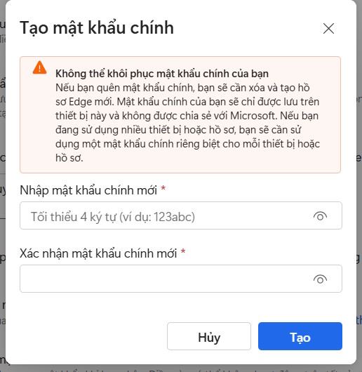 Mật khẩu cho tự động điền trên Edge
