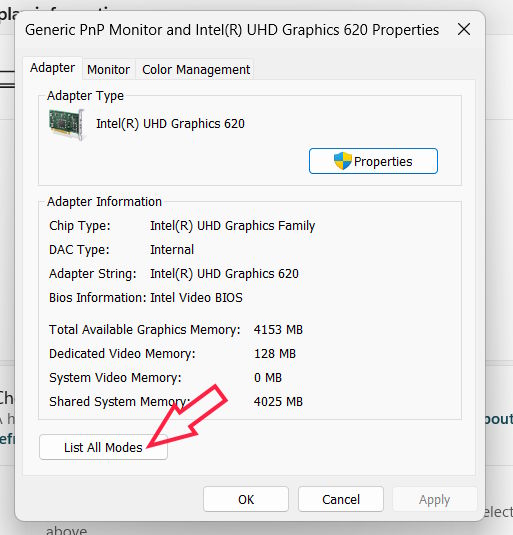 Xem danh sách độ phân giải hỗ trợ Windows