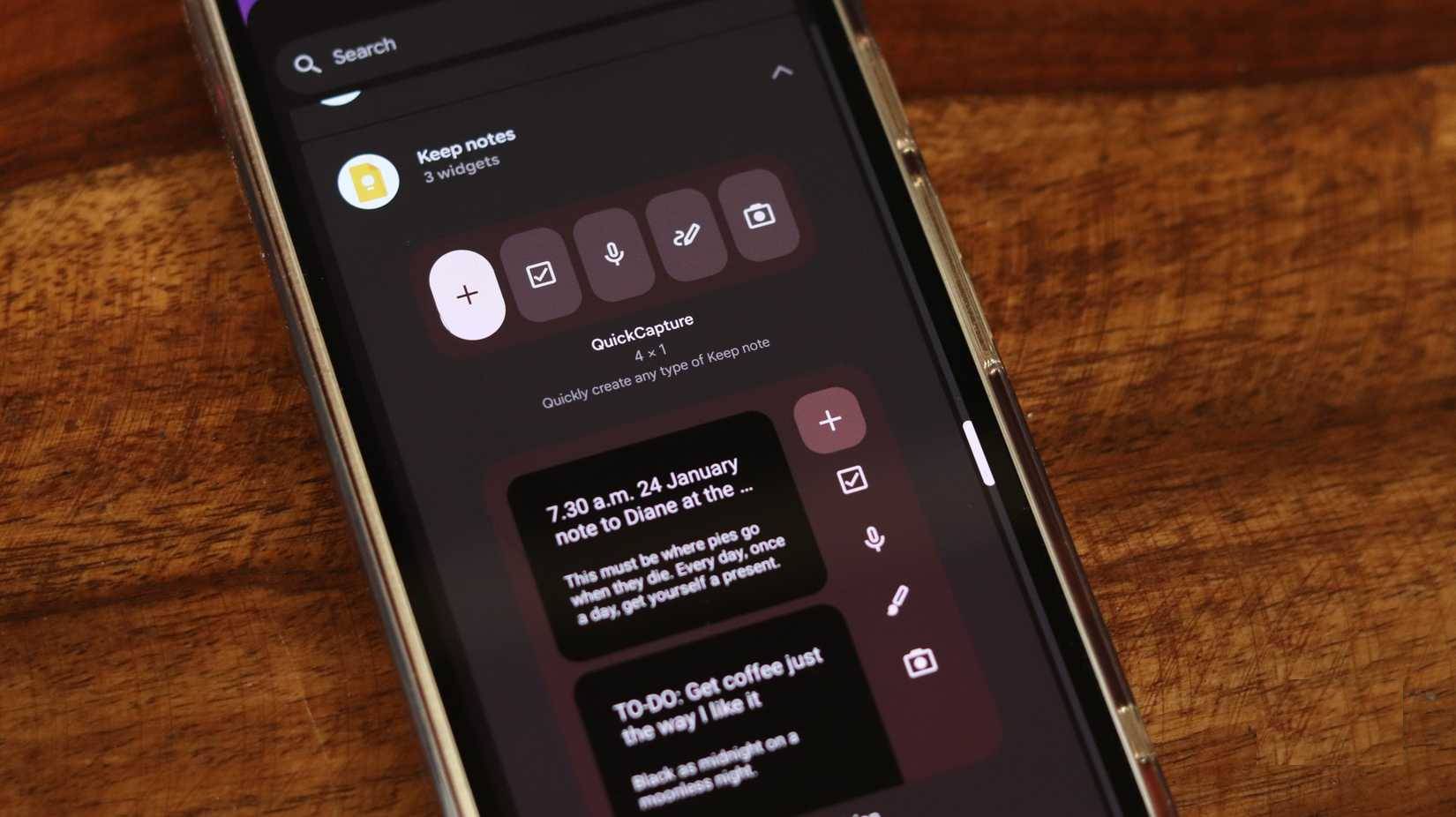 Widget Keep Notes trên Android
