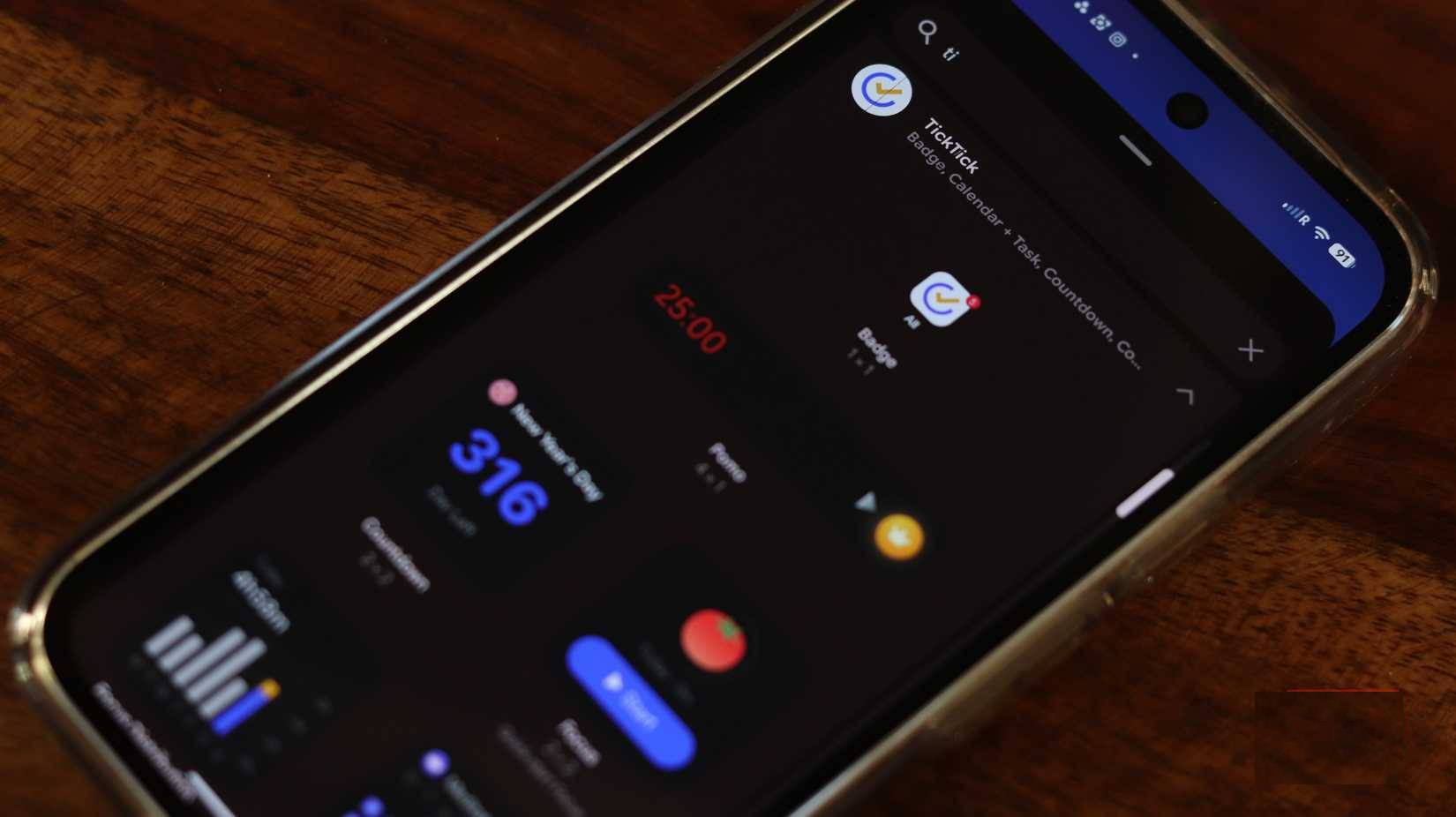 Widget năng suất Ticktick trên Android