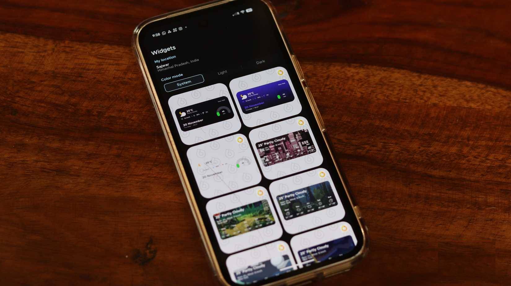 Tùy chọn tùy chỉnh widget thời tiết Overdrop