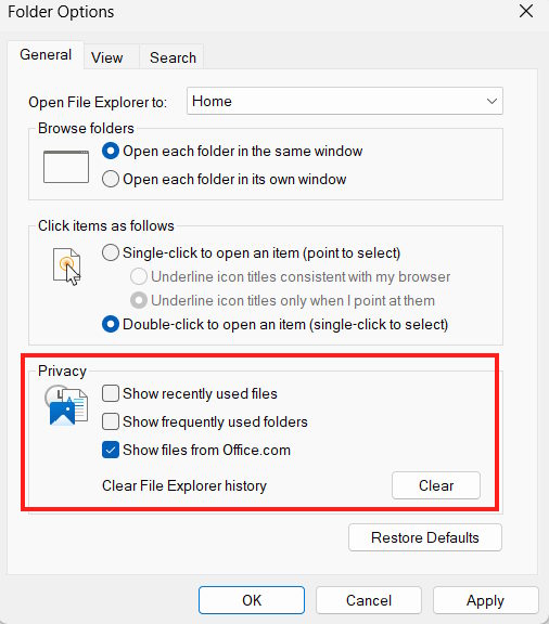 Vô hiệu hóa QuickTime và lịch sử Explorer