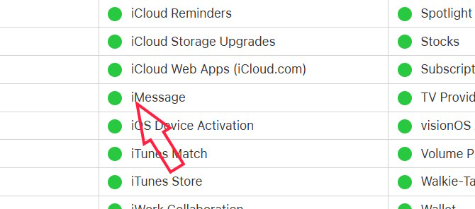 Kiểm tra trạng thái dịch vụ iMessage