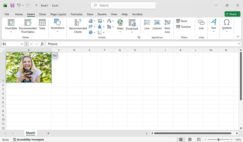 Ảnh chèn trong ô Excel