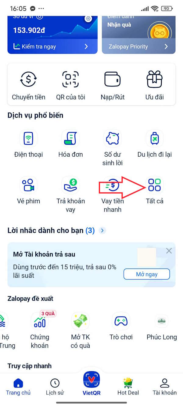 Dịch vụ trên ZaloPay