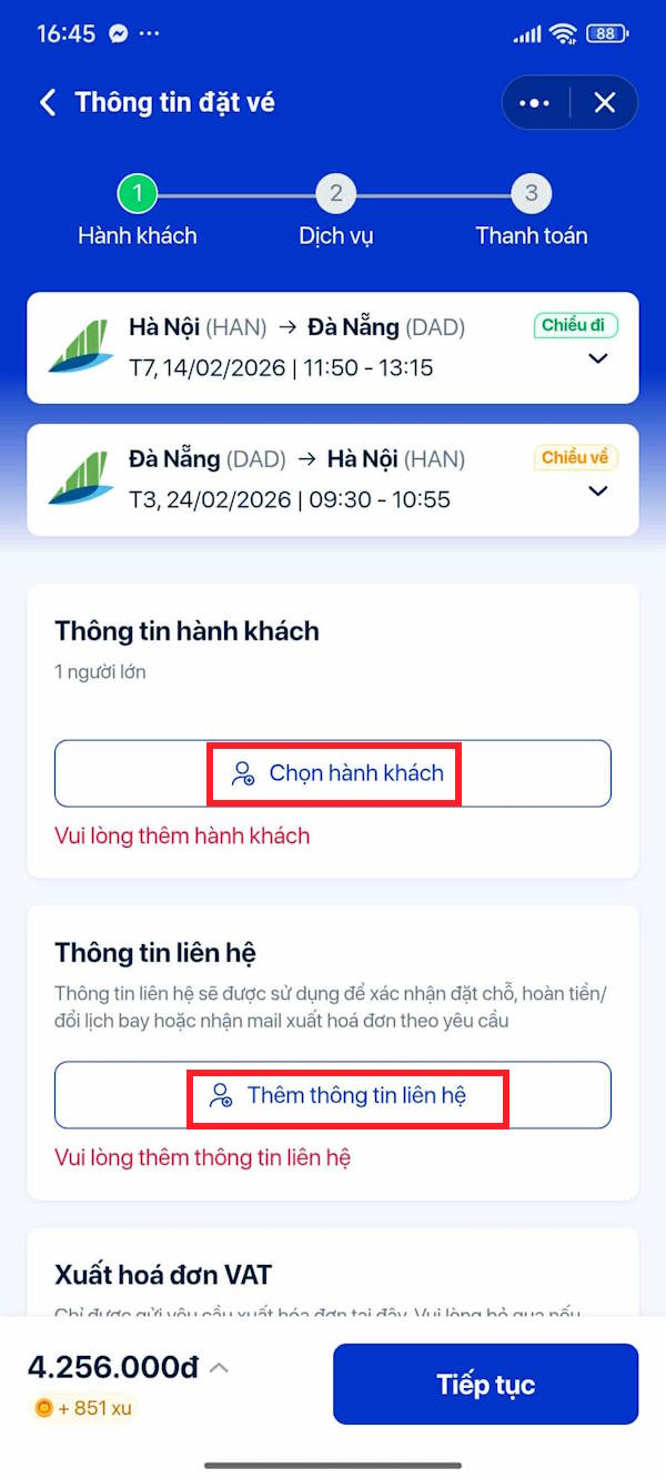 Thêm thông tin hành khách