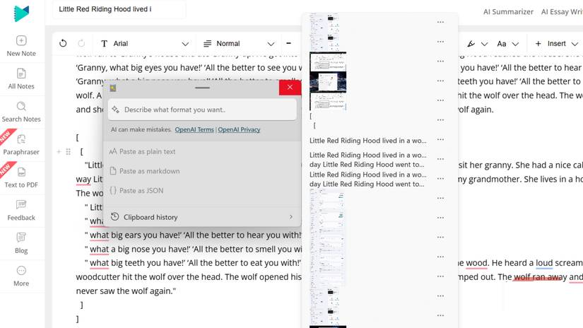 Sao chép lịch sử trong Advanced Paste