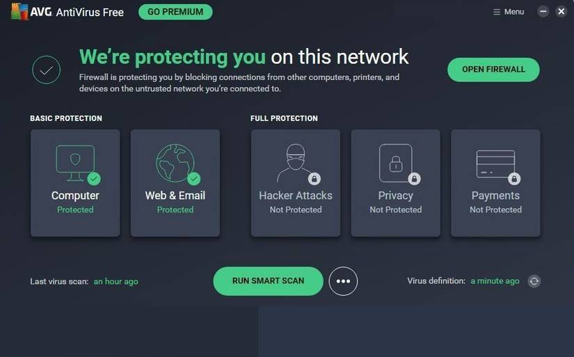 Tùy chọn tường lửa AVG Internet Security