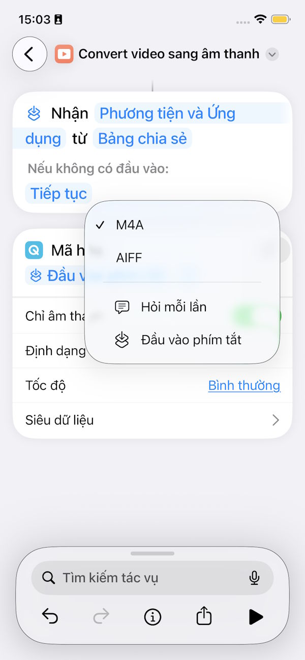 Chọn định dạng âm thanh 