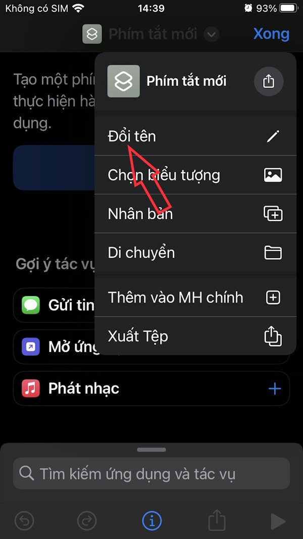 Đổi tên Phím tắt