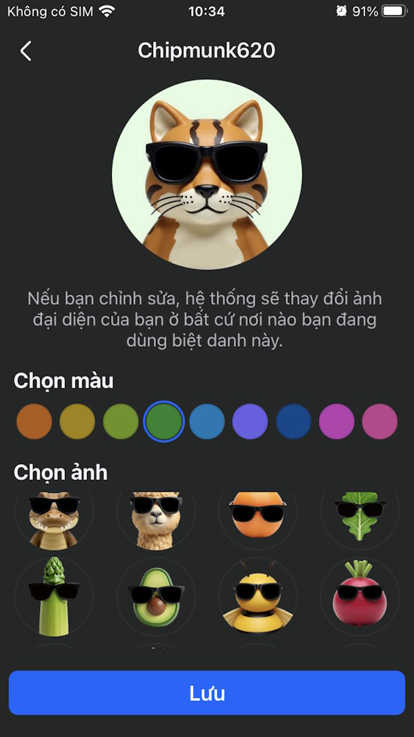 Đổi avatar cho tài khoản 