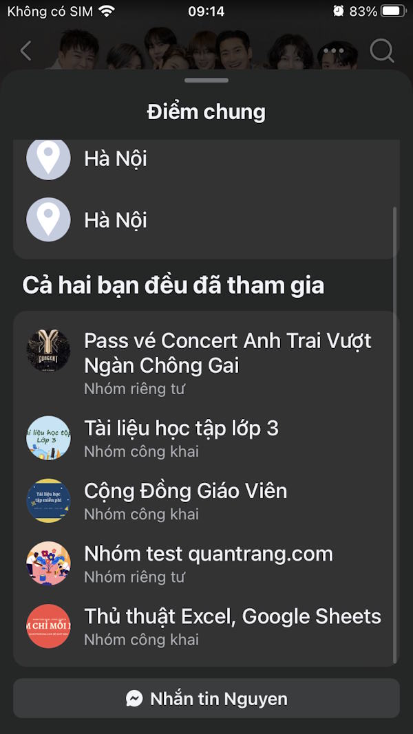 Danh sách nhóm chung