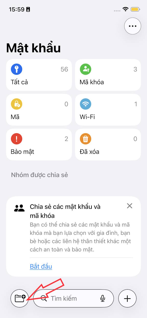 Tạo thư mục chia sẻ mật khẩu iPhone
