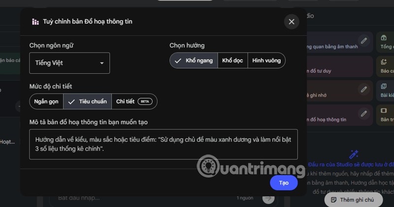 tạo biểu đồ họa thông tin