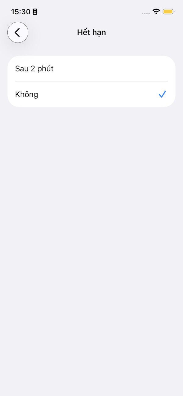 Tắt thời gian hết hạn 