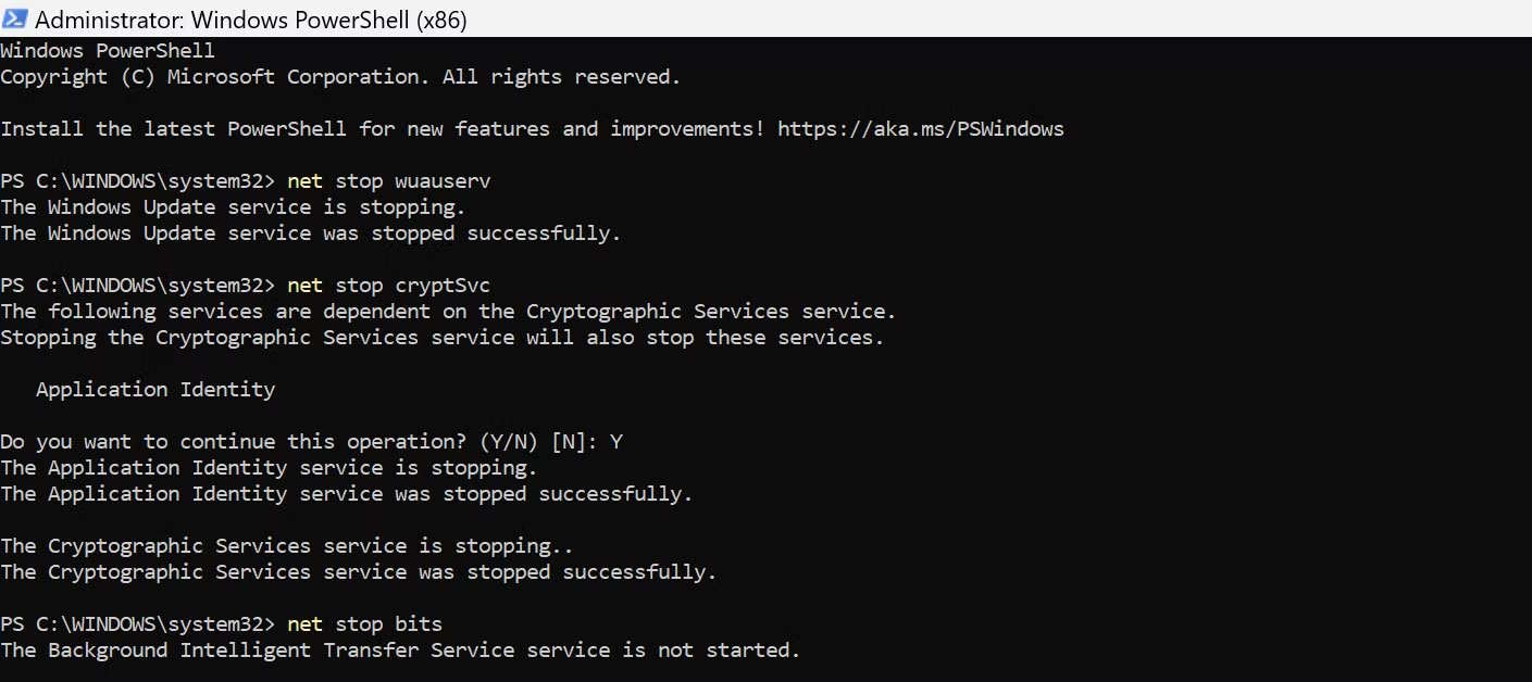 Hủy các phần cập nhật 