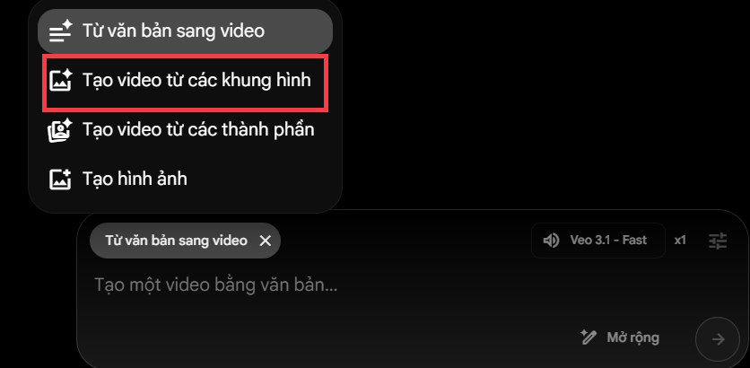 Tạo video từ các khung hình Google Flow