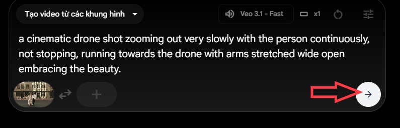 Lệnh tạo video quay bằng drone trên Google Flow