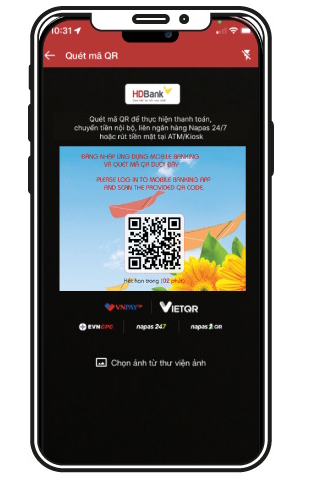 Quét mã QR HDBank Mobile Banking