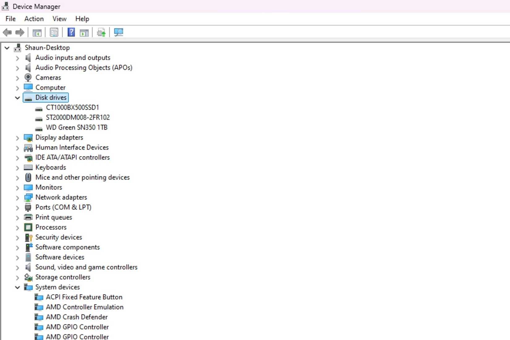 Tìm kiếm Disk Drives trong Device Manager trong Windows 11