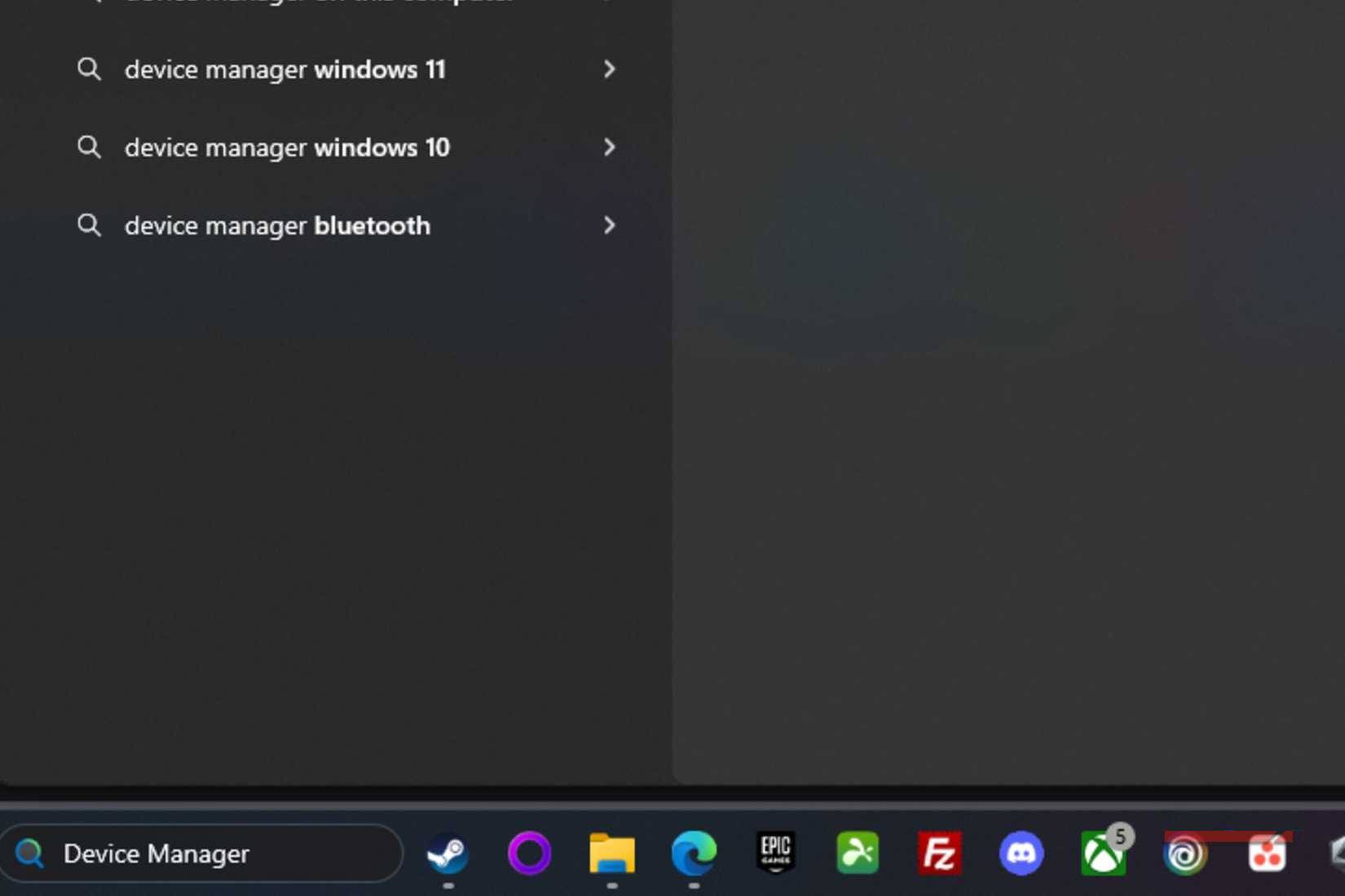 Tìm kiếm Device Manager thông qua thanh tìm kiếm Windows ở cuối màn hình