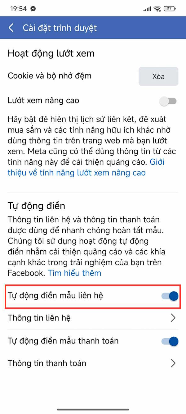 Tự động điền mẫu liên hệ Facebook