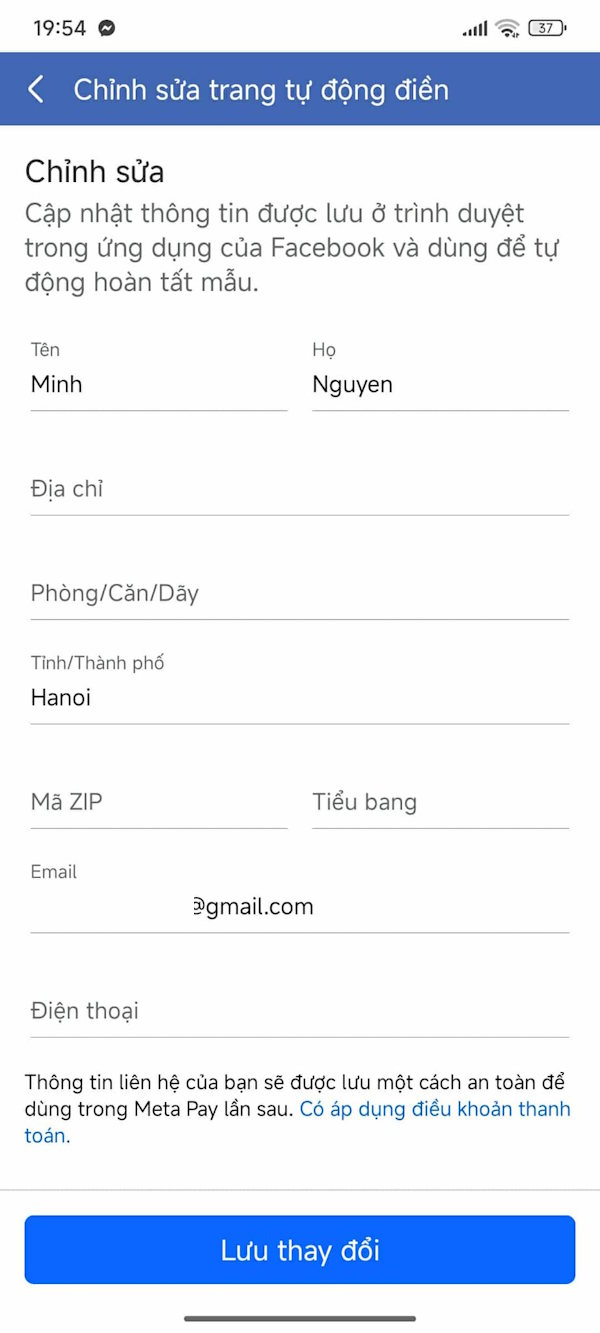 Lưu thông tin liên hệ mới trên Facebook