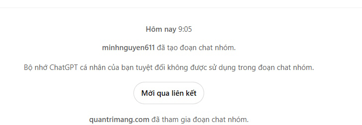 Thành viên tham gia nhóm chat ChatGPT máy tính