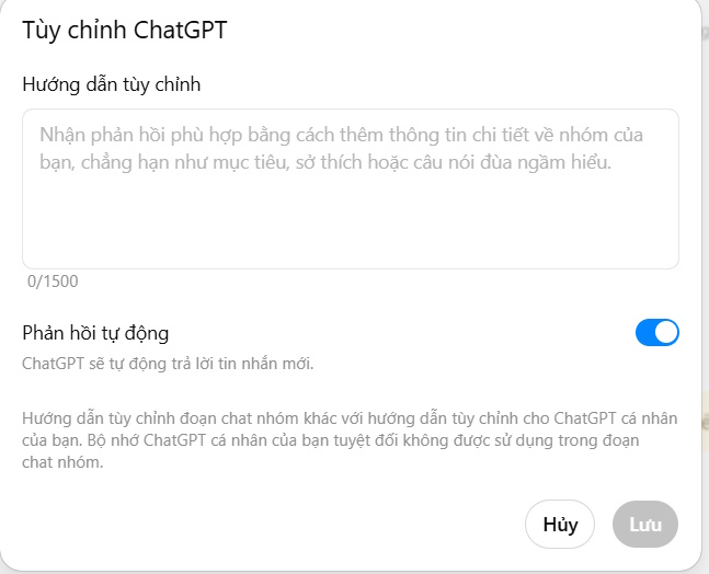 Tùy chỉnh nhóm chat ChatGPT