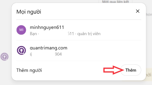 Thêm thành viên nhóm chat ChatGPT