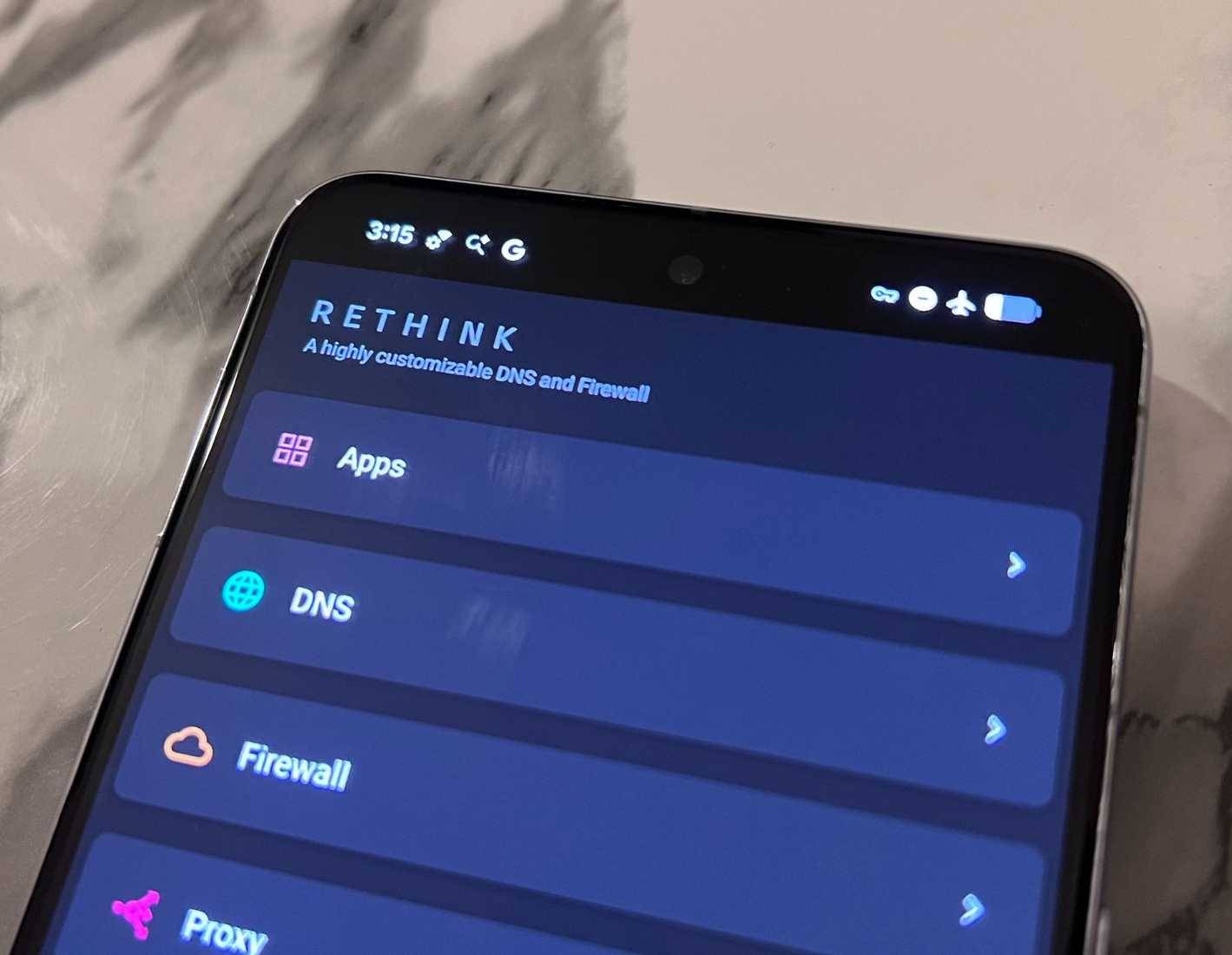 Tab tùy chỉnh ứng dụng ReThink DNS