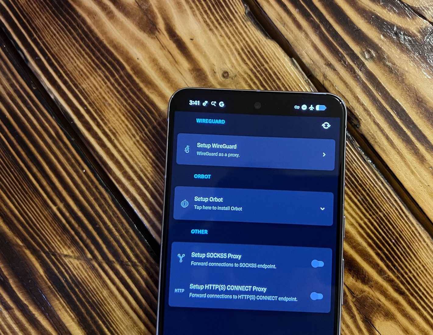 Trang thiết lập VPN của ứng dụng ReThink DNS