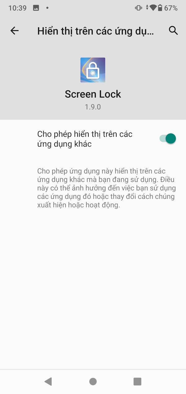 Cấp quyền Screen Lock