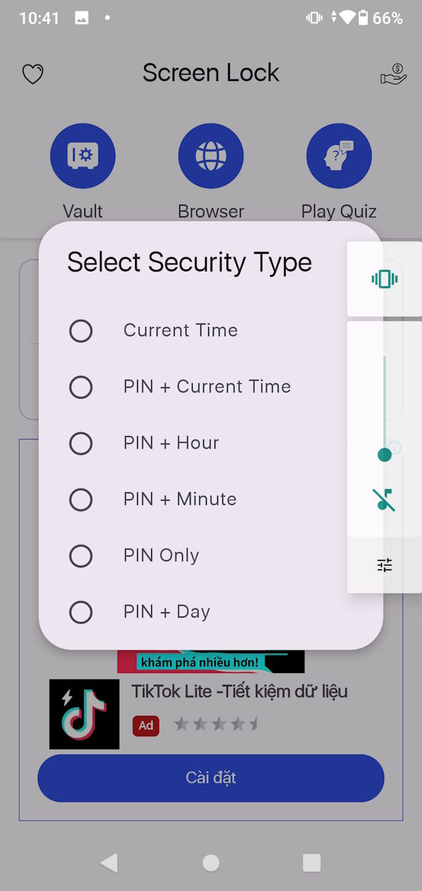 Mật khẩu mở khóa tạo bằng Screen Lock - Time Password
