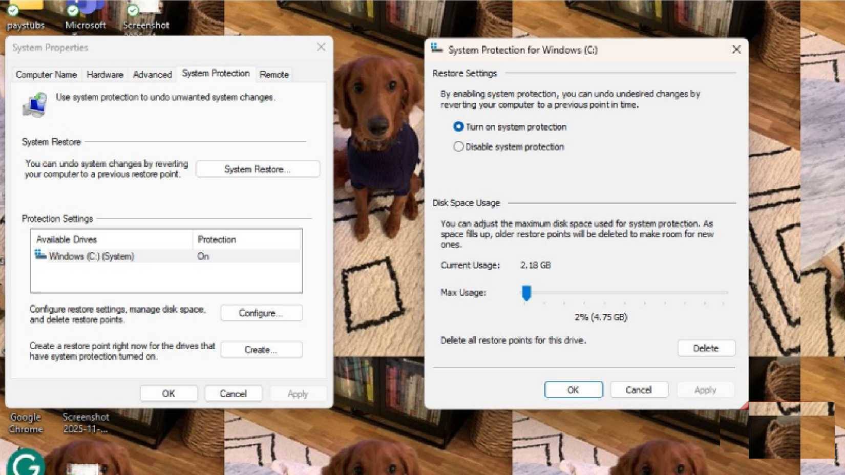 Tính năng System Protection trên Windows 11