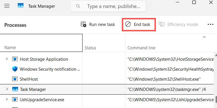 Dừng Task Manager Windows