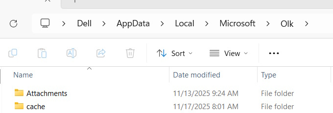 Truy cập thư mục Outlook