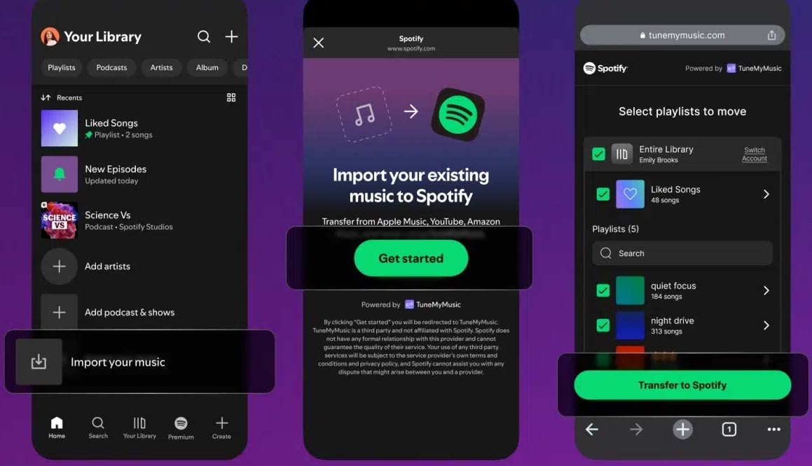 Nhập playlist Apple Music sang Spotify