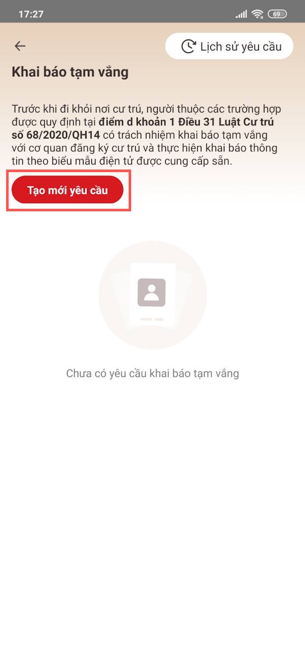 Tạo yêu cầu 