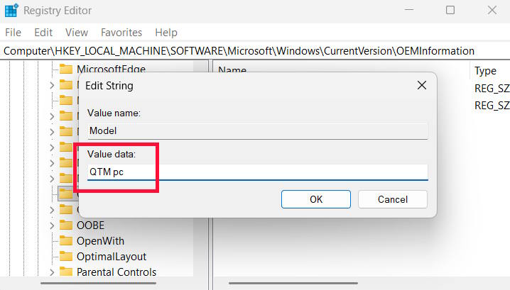 Đổi tên model máy tính